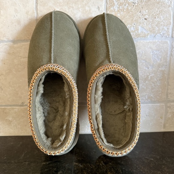 UGG TASMAN BURNT OLIVE SUEDE SHEEPSKIN CLASSIC WOMEN'S SLIPPERS SIZE 10 - Picture 10 of 13